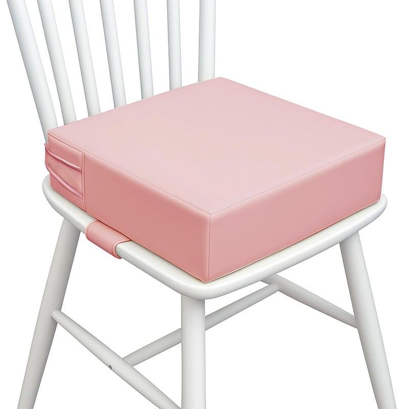 AAAini Toddler Booster Seat for Dining Table – PU Washable Cushion with Double Safe Straps, Non-Slip Bottom, Portable Travel Booster Seat for Toddlers (Pink) - Image 1